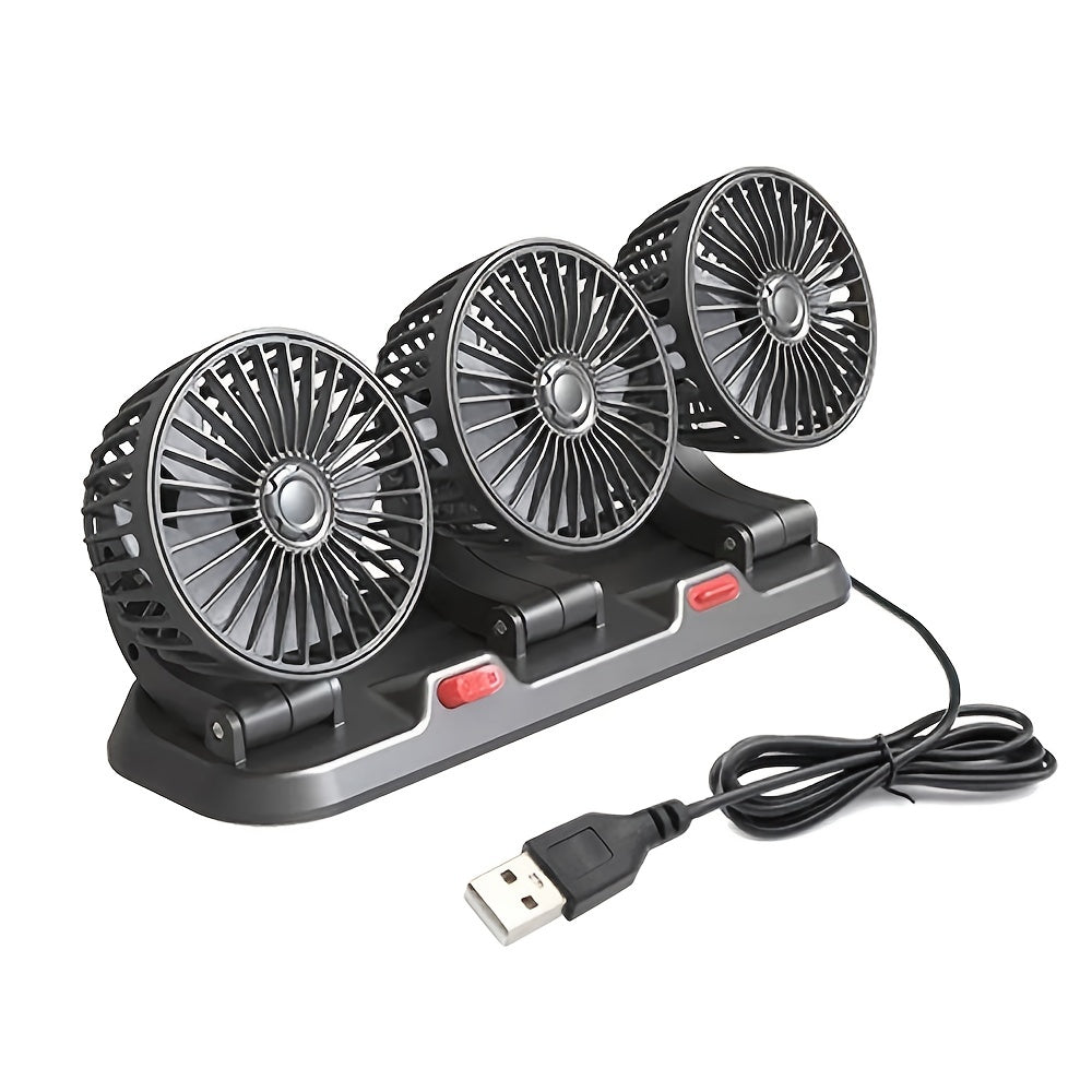 5V Car Triple Head Fan USB Car Fan 2 Speed Adjustable Car Accessories Fan Christmas And Halloween Perfect Gift For Friends-F4310-VOTL