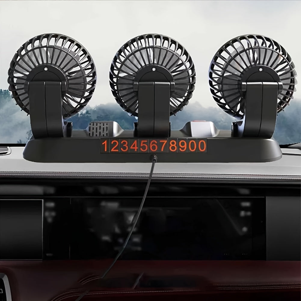 5V Car Triple Head Fan USB Car Fan 2 Speed Adjustable Car Accessories Fan Christmas And Halloween Perfect Gift For Friends-F4310-VOTL