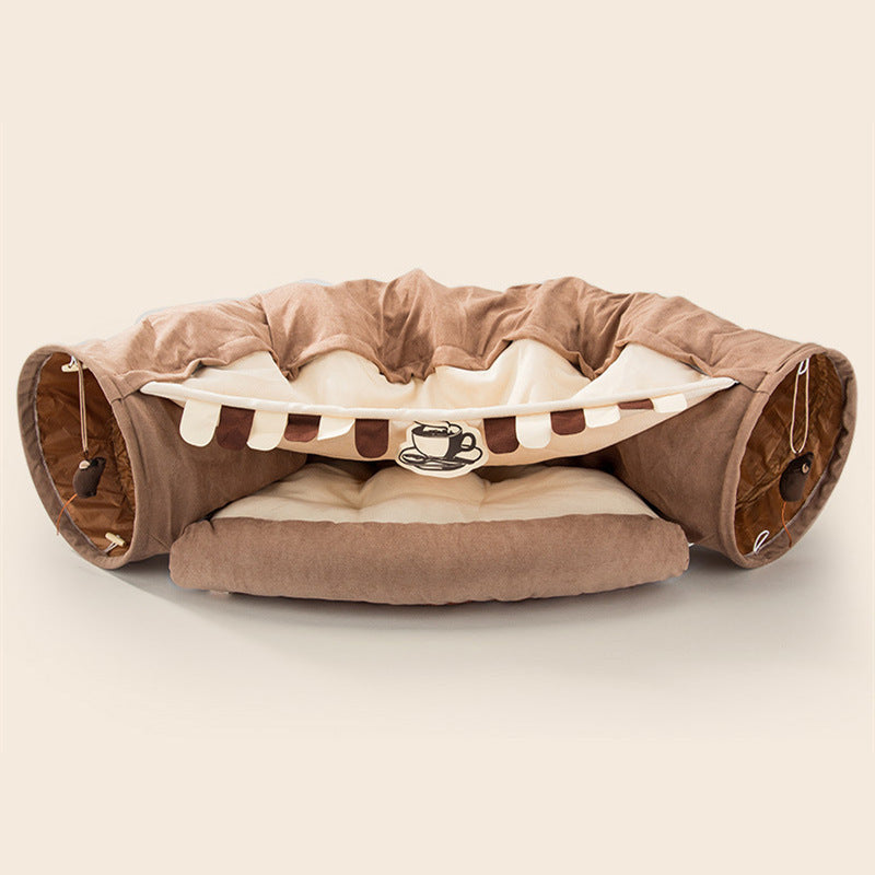 Foldable Cat Tunnel Bed – Soft, Washable & Interactive Play Tunnel