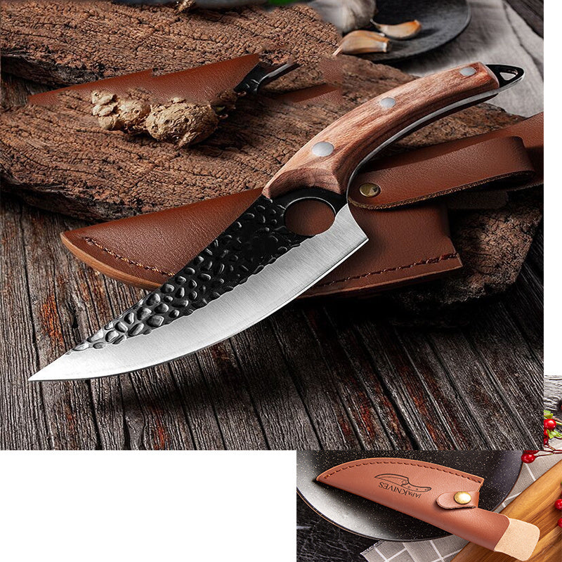 Professional Butcher Knife Set – High Carbon Steel Boning & Chef Knives with Leather Cover