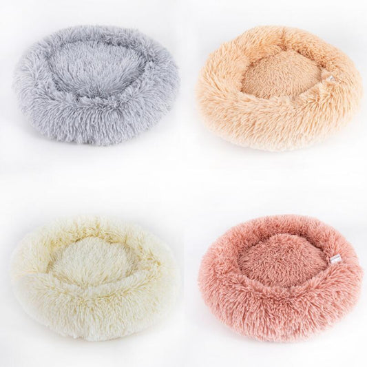 Plush Calming Pet Bed – Round Donut Nest for Dogs & Cats