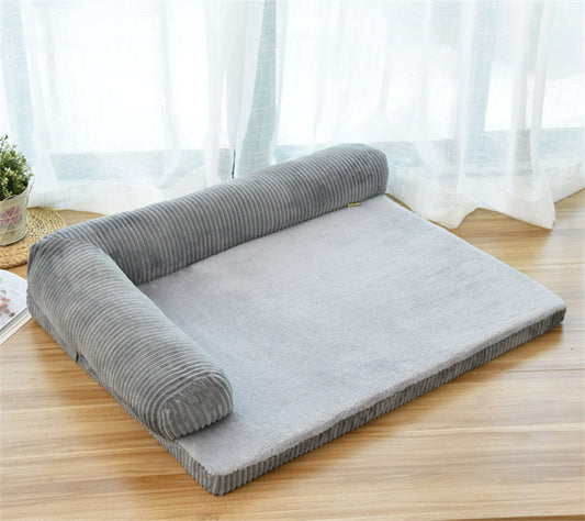 Corduroy Pet Sofa Bed – Soft, Non-Slip & Washable Dog Bed