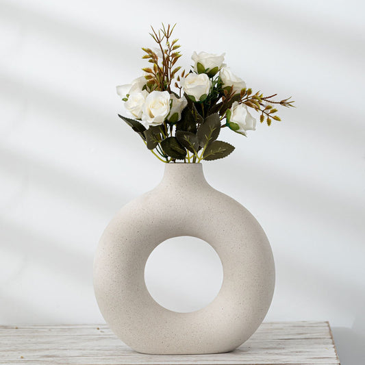Modern Ceramic Frosted Vase – Minimalist Home Decor Flower Arrangement Ornament
