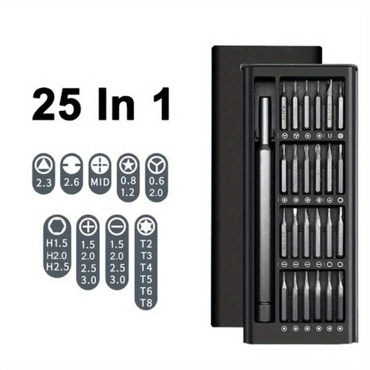 25-in-1 Multi-Functional Screwdriver Set - Disassemble Laptops, Mobile Phones, and More with This Durable Steel Tool - Uncharged, Portable, and Easy to Use for DIY Repair and Maintenance