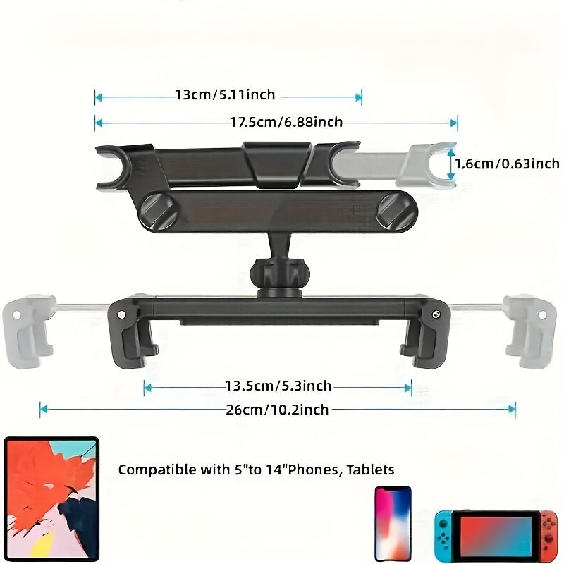 Car Tablet Holder, Headrest Tablet Mount Headrest Stand Cradle Compatible With Devices For IPad Air Mini, Other 4.7-12.9" Cell Phones And Tablets