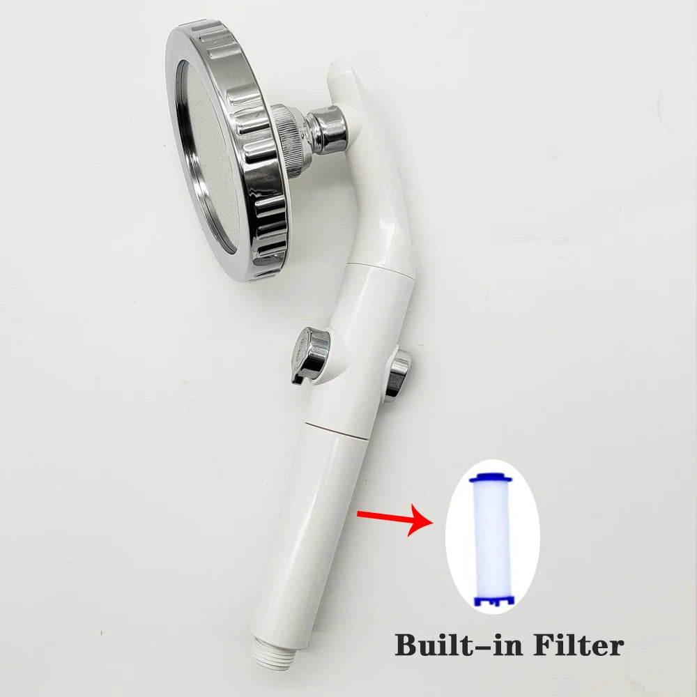 Big Panel High Pressure Large Flow Shower Head With Stop Water Button Silver Massage Abs Spray Nozzle Rainfall Bathroom Shower