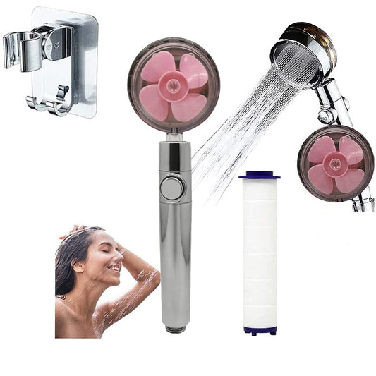 Turbocharged Shower Head with Stop Button & Cotton Filter – High Pressure Propeller Design