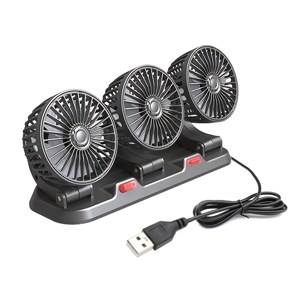 5V Car Triple Head Fan USB Car Fan 2 Speed Adjustable Car Accessories Fan Christmas And Halloween Perfect Gift For Friends-F4310-VOTL
