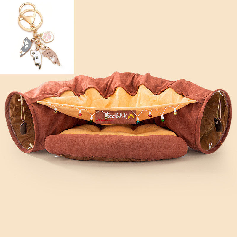 Foldable Cat Tunnel Bed – Soft, Washable & Interactive Play Tunnel