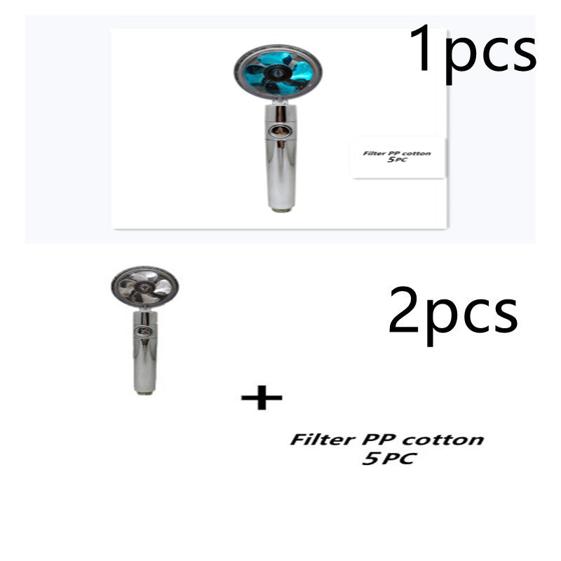 Turbocharged Shower Head with Stop Button & Cotton Filter – High Pressure Propeller Design