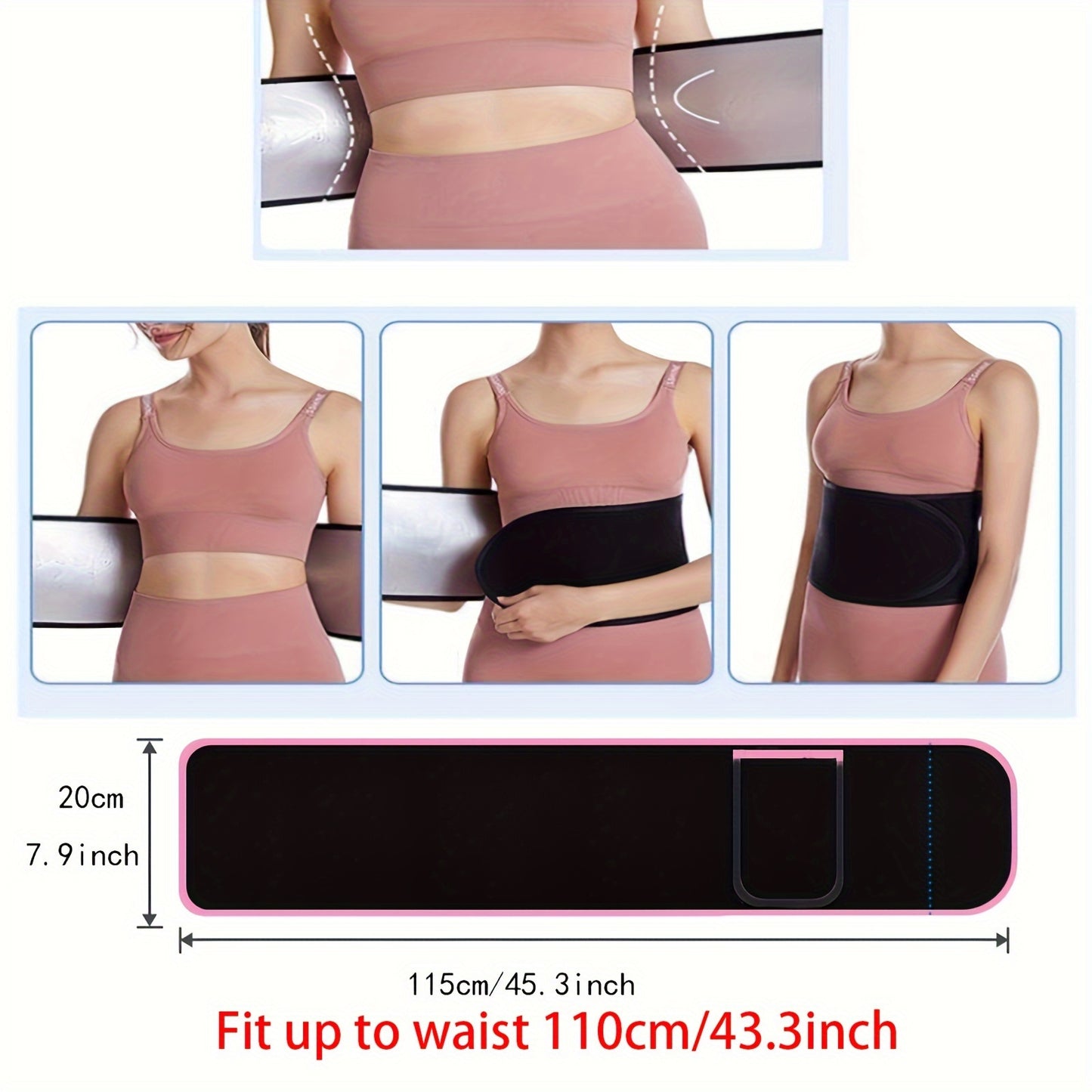 Waist Trimmer For Women And Mens, Elastic Compression Waist Trainer Sweat Belt For Fitness Exercise, Tummy Control Shapewear