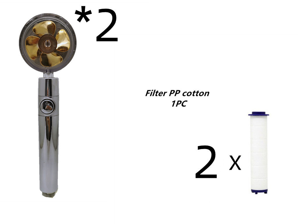 Turbocharged Shower Head with Stop Button & Cotton Filter – High Pressure Propeller Design