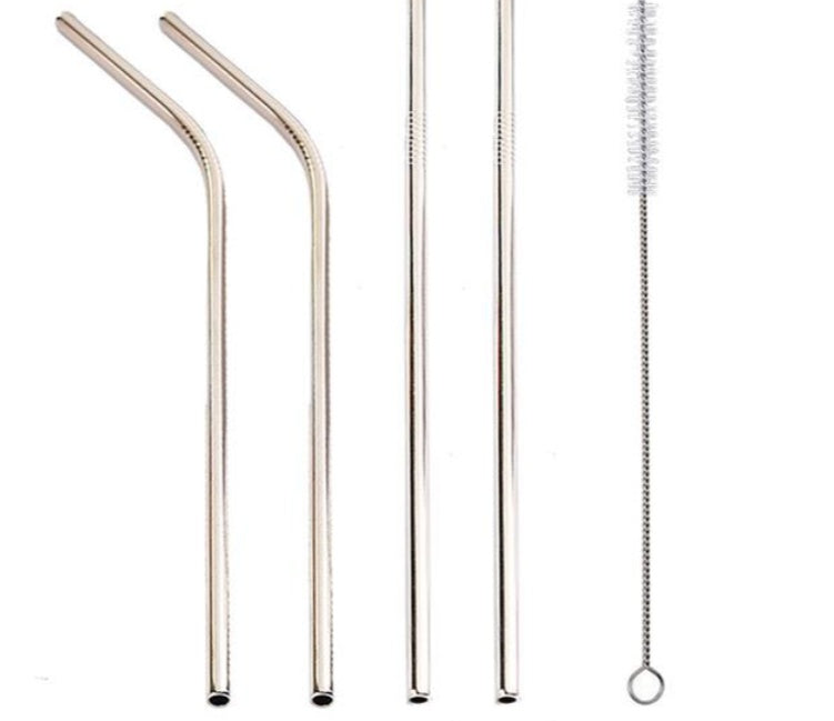 Reusable Stainless Steel Drinking Straws – Eco-Friendly Metal Straws with Cleaning Brush & Case
