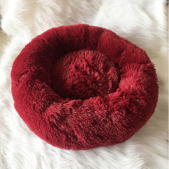 Plush Calming Pet Bed – Round Donut Nest for Dogs & Cats