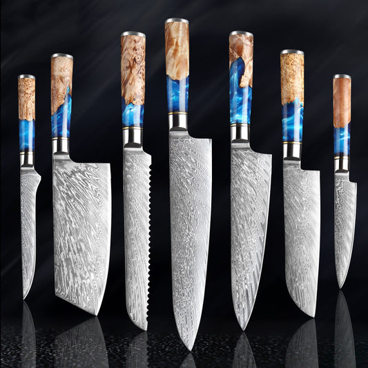 Premium Japanese Chef Knife Set – 67-Layer Damascus Steel Kitchen Knives with Wooden Handle