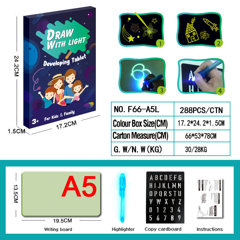 3D Magic Light Drawing Pad – Educational Glow Board for Kids with Flashlight Pen