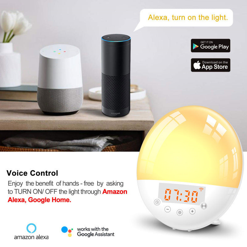Smart Sunrise Alarm Clock with WiFi Voice Control – Natural Wake-Up Light & Sleep Aid Lamp