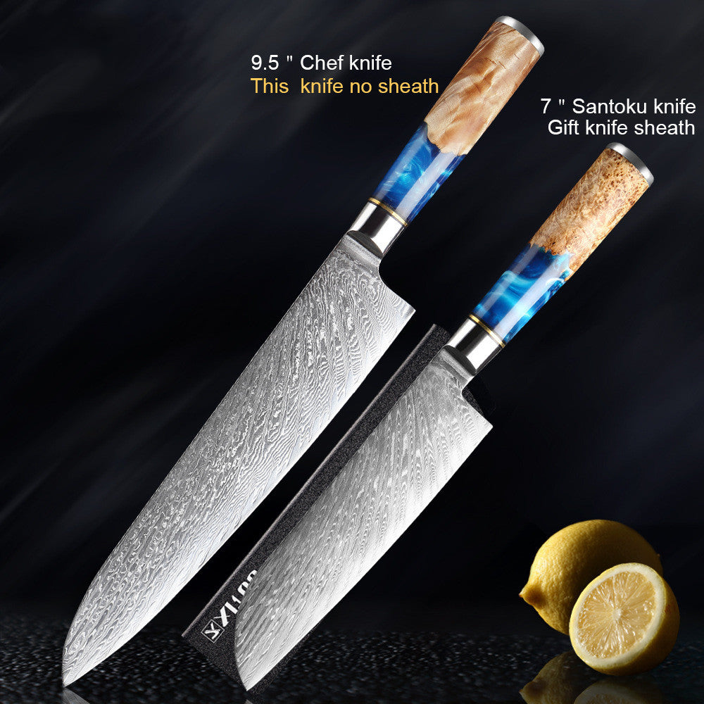 Premium Japanese Chef Knife Set – 67-Layer Damascus Steel Kitchen Knives with Wooden Handle