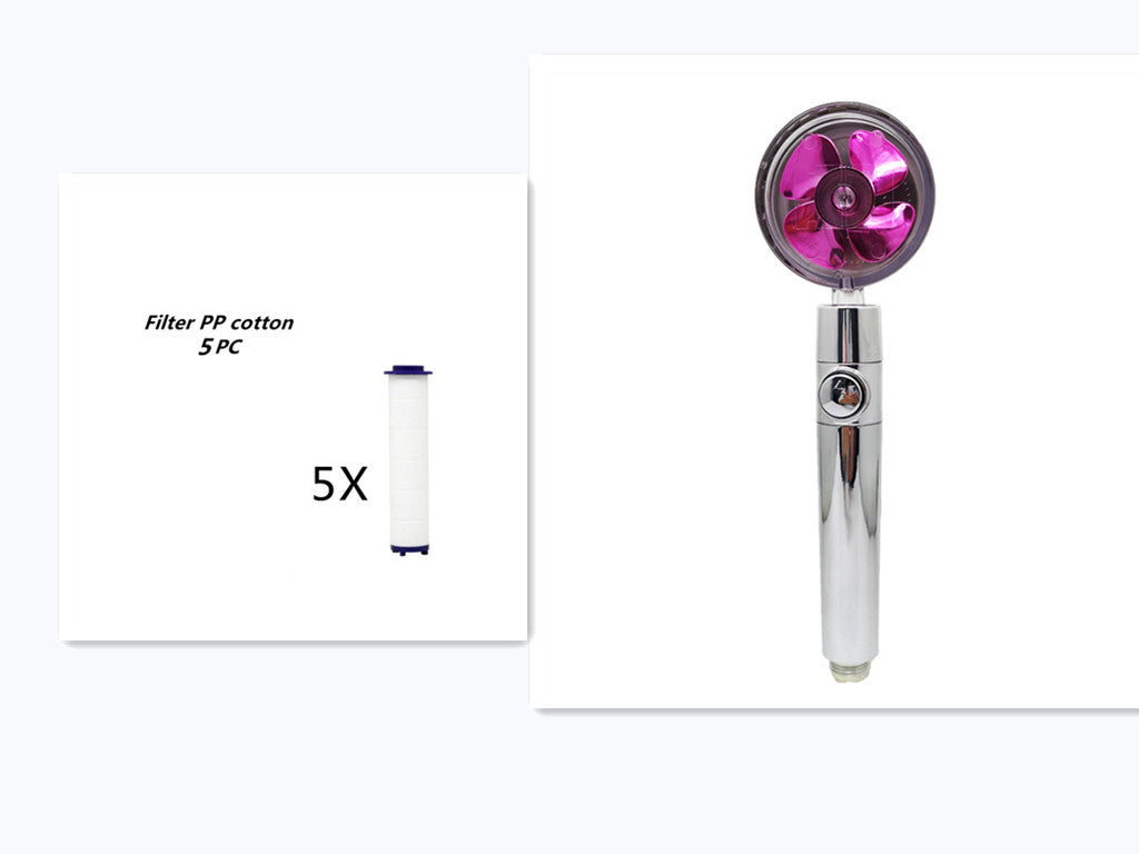 Turbocharged Shower Head with Stop Button & Cotton Filter – High Pressure Propeller Design