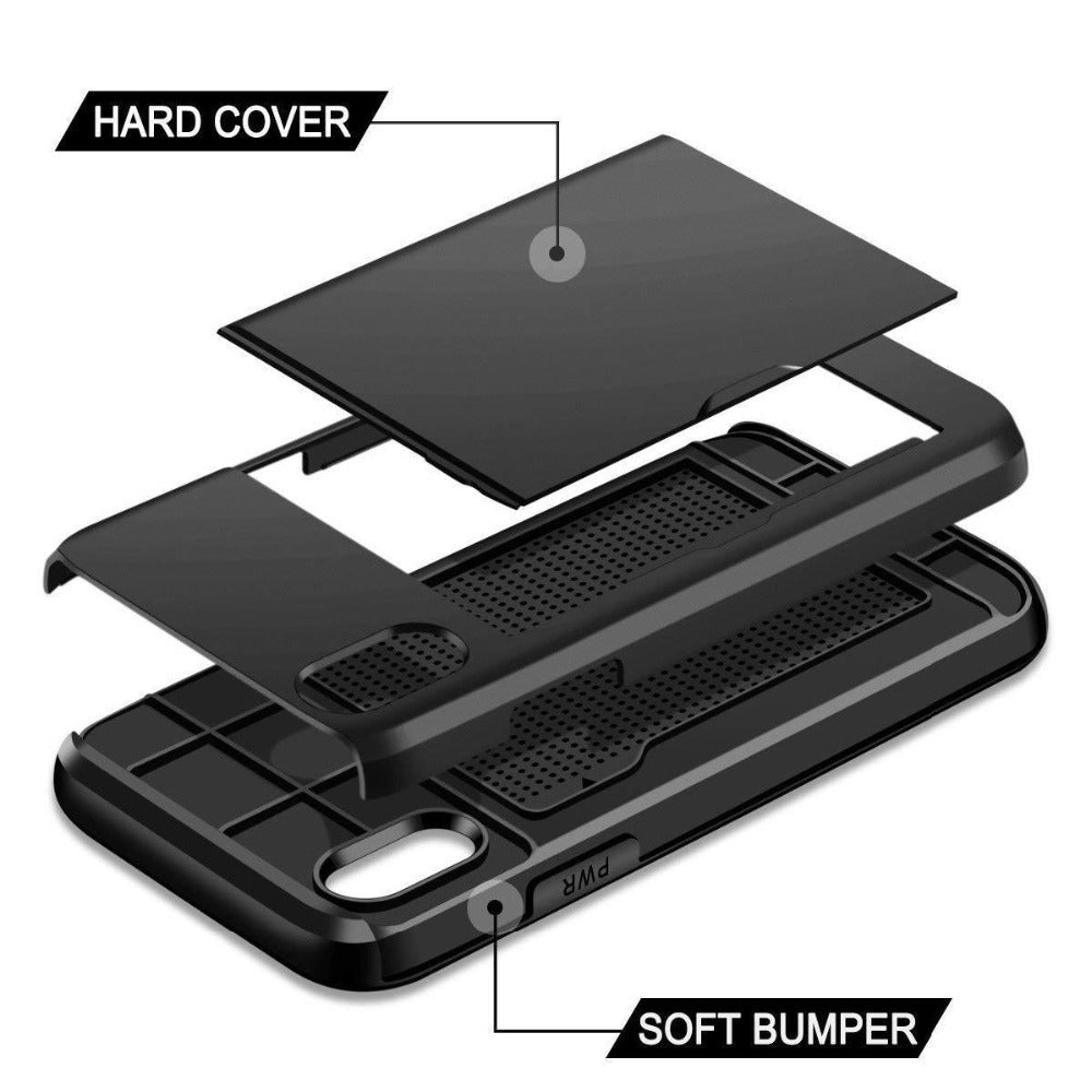 3-in-1 Armor Phone Case with Hidden Card Holder – Shockproof TPU + PC Cover for iPhone & Samsung