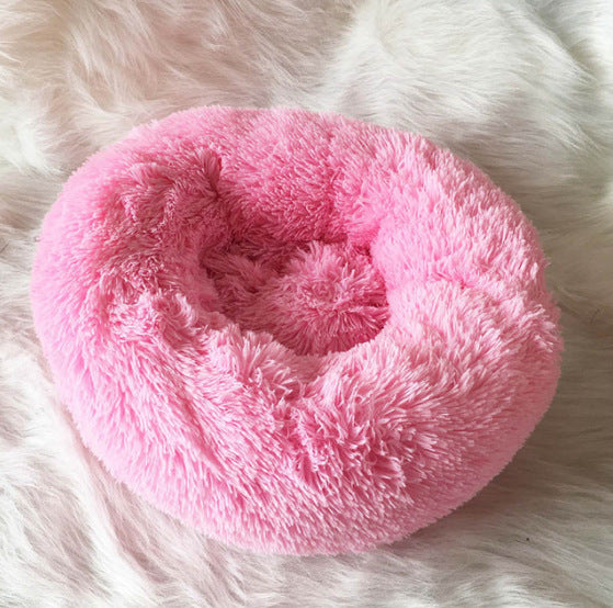 Plush Calming Pet Bed – Round Donut Nest for Dogs & Cats