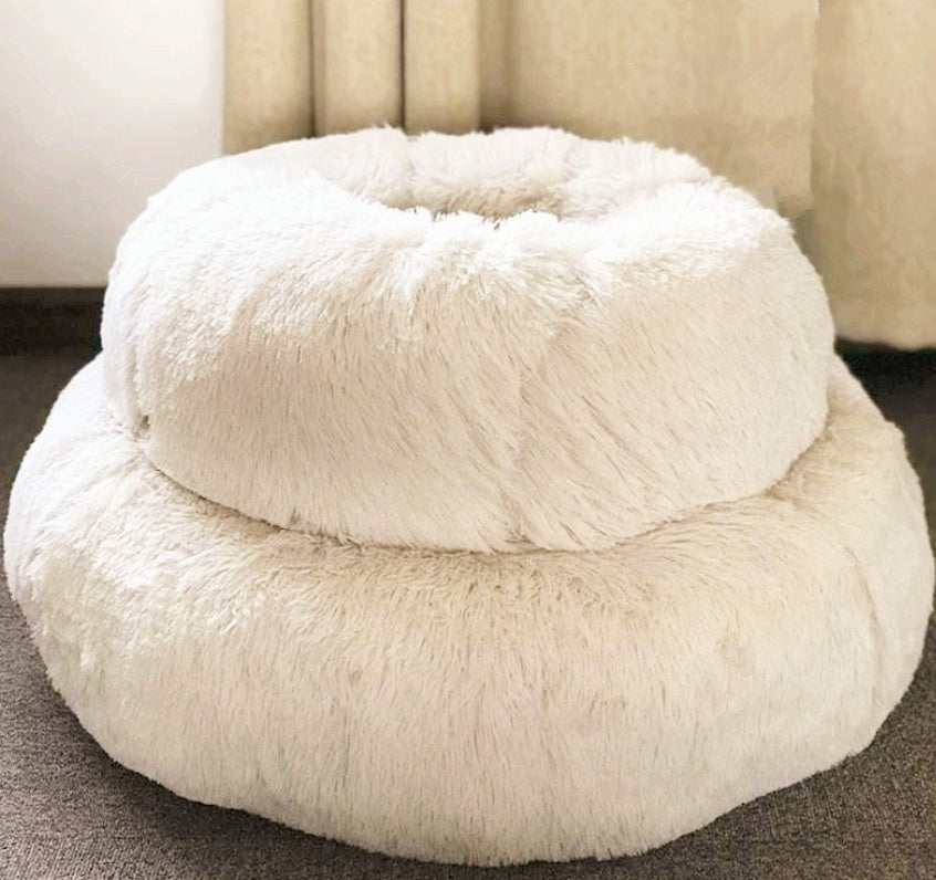 Plush Calming Pet Bed – Round Donut Nest for Dogs & Cats