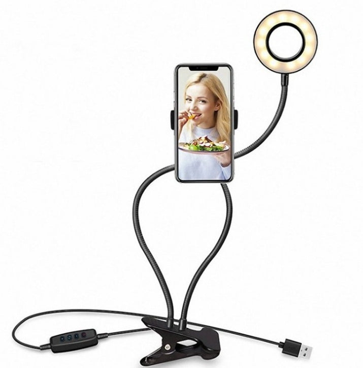 LED Selfie Ring Light with Adjustable Stand – 3 Color Modes, 10 Brightness Levels, USB Powered