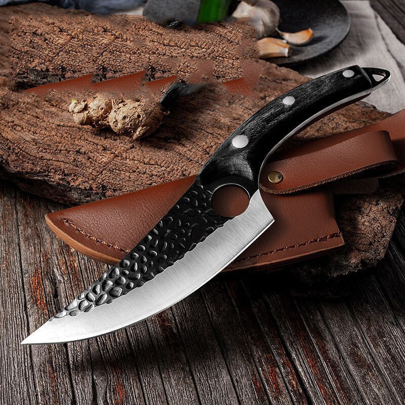 Professional Butcher Knife Set – High Carbon Steel Boning & Chef Knives with Leather Cover