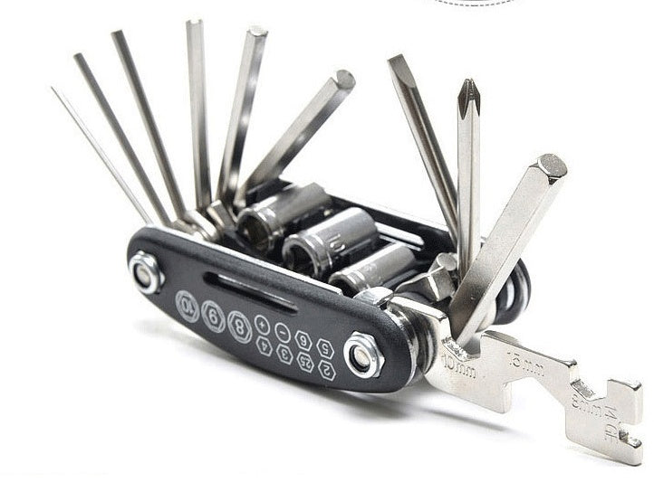 16-in-1 Bicycle Repair Multi-Tool – Compact Folding Stainless Steel Kit