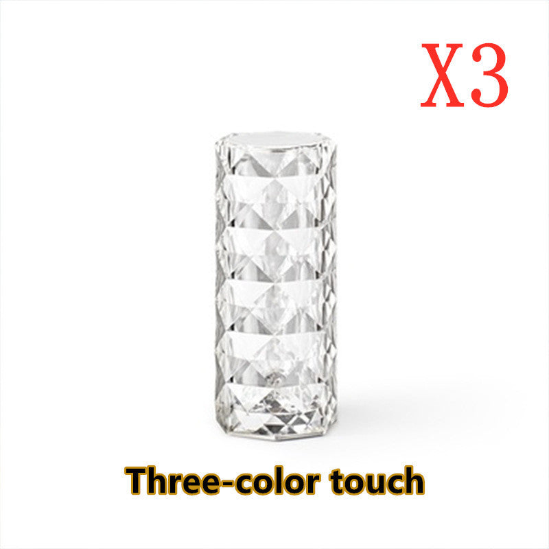 Crystal Touch Lamp – 16-Color Dimmable LED Diamond Lamp with USB Rechargeable Base