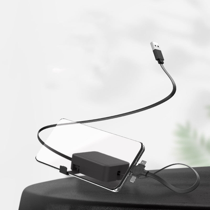 3-in-1 Retractable USB Cable – Fast Charging Type-C, Micro & Lightning Cable with Phone Stand Design