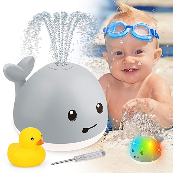 Baby Whale Sprinkler Bath Toy – LED Light Up Floating Water Spray Toy for Babies & Toddlers