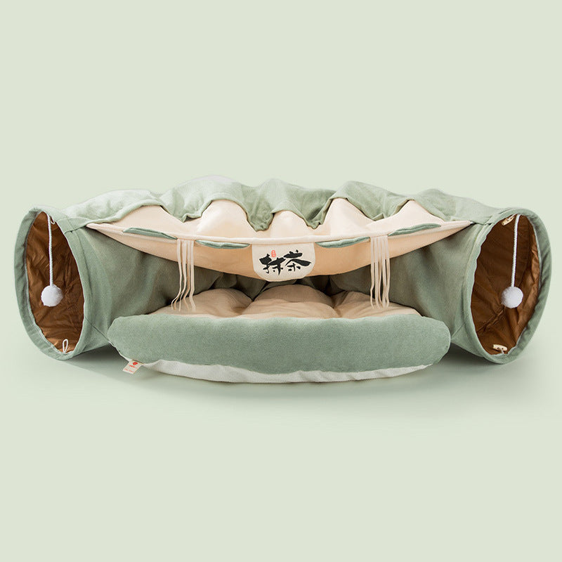 Foldable Cat Tunnel Bed – Soft, Washable & Interactive Play Tunnel