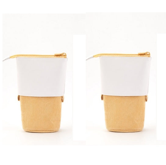 Retractable Corduroy Pencil Case – Multifunctional Standing Pen Holder & Makeup Organizer