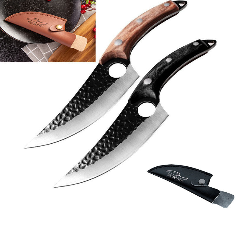 Professional Butcher Knife Set – High Carbon Steel Boning & Chef Knives with Leather Cover