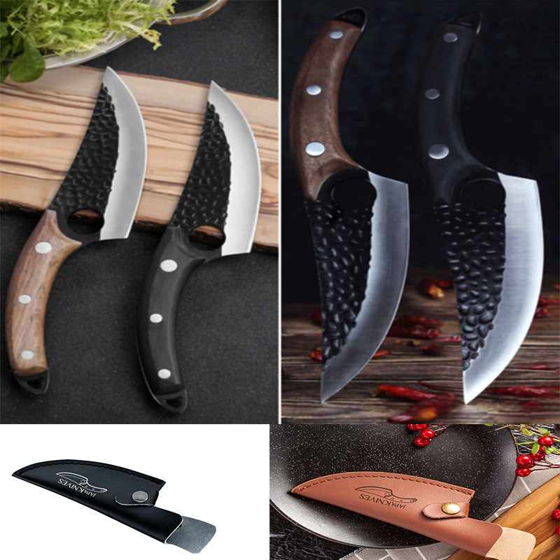 Professional Butcher Knife Set – High Carbon Steel Boning & Chef Knives with Leather Cover