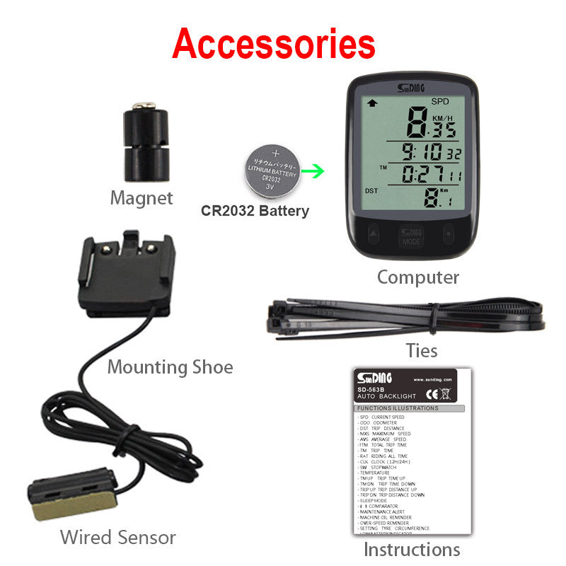 Waterproof Wired Bike Speedometer with LCD Display - Track Distance, Speed, and Time for Cycling Fitness