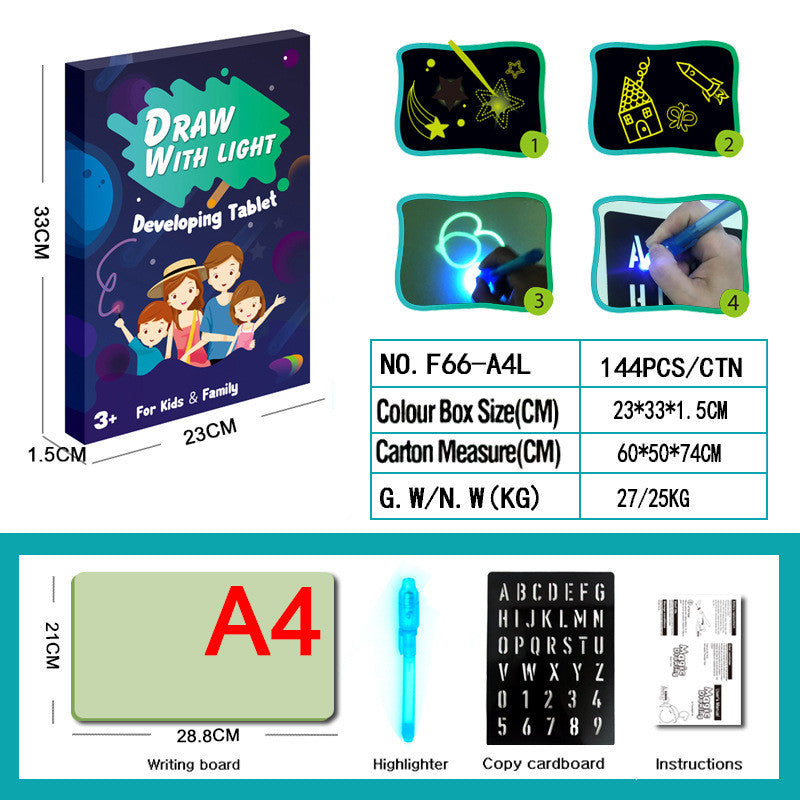 3D Magic Light Drawing Pad – Educational Glow Board for Kids with Flashlight Pen