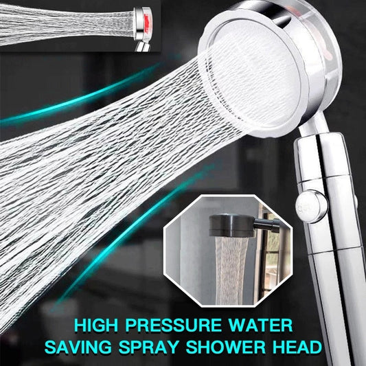 Turbocharged Shower Head with Stop Button & Cotton Filter – High Pressure Propeller Design