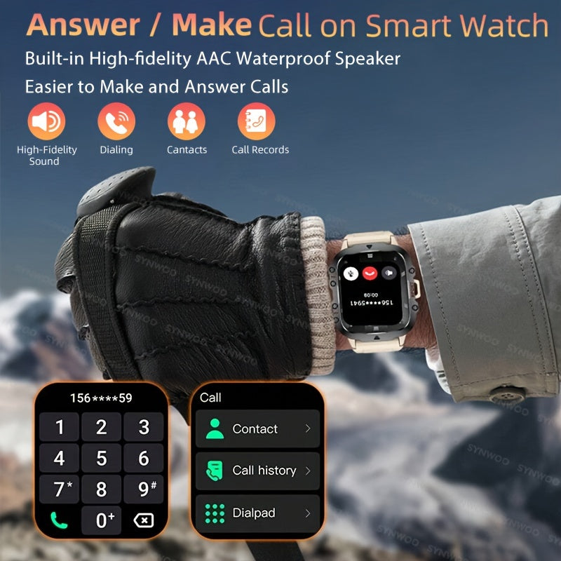 Stylish Touch Screen Smartwatch - Activity & Fitness Tracker with Wireless Call, Heart Rate Monitor, GPS, and Notifications for Android iOS Phones - Perfect Gift for Men and Women