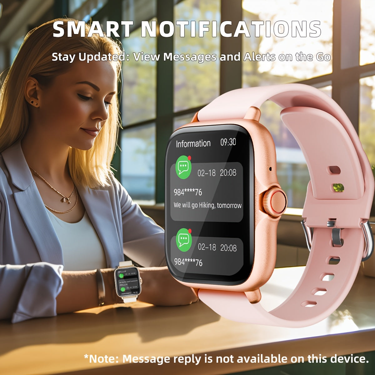 Sports Smart Watch, 1.83'' Full Touch Screen Display with Message, Answer Make Call Smartwatch, Sleep Monitoring, Sports Pedometer, Information Alerts, for iPhone Android Phones, Smartbands Fitness Watch for Women Men Friend