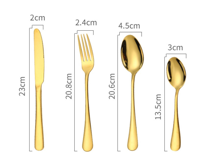Luxury Gold Stainless Steel Cutlery Set – 24-Piece Flatware with Gift Box (Knives, Forks, Spoons)