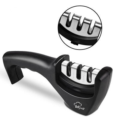 3-Stage Kitchen Knife Sharpener – Diamond & Tungsten Steel Blade Sharpening Tool with Non-Slip Base