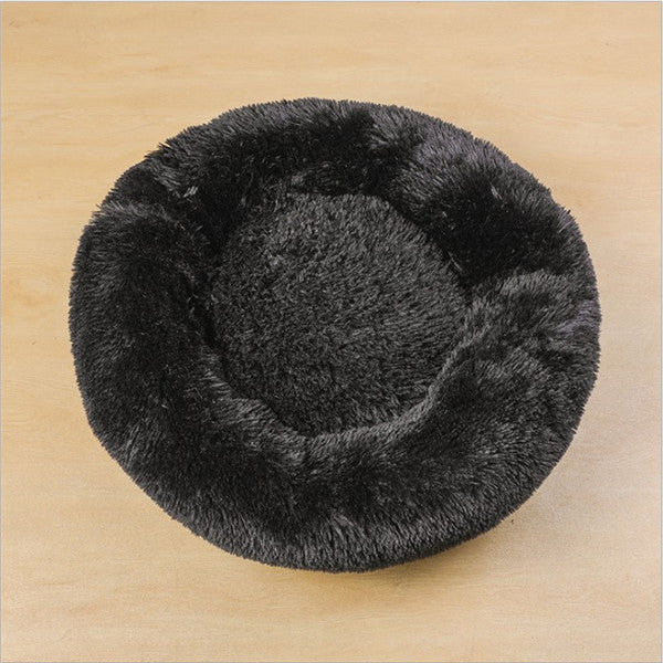 Plush Calming Pet Bed – Round Donut Nest for Dogs & Cats