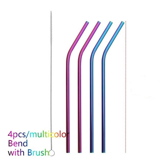 Reusable Stainless Steel Drinking Straws – Eco-Friendly Metal Straws with Cleaning Brush & Case