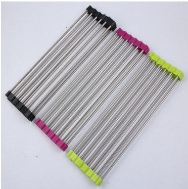 Foldable Stainless Steel Sink Rack – Space-Saving Roll-Up Dish Drying Rack