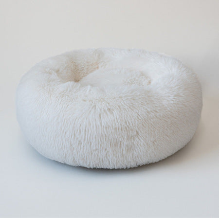 Plush Calming Pet Bed – Round Donut Nest for Dogs & Cats