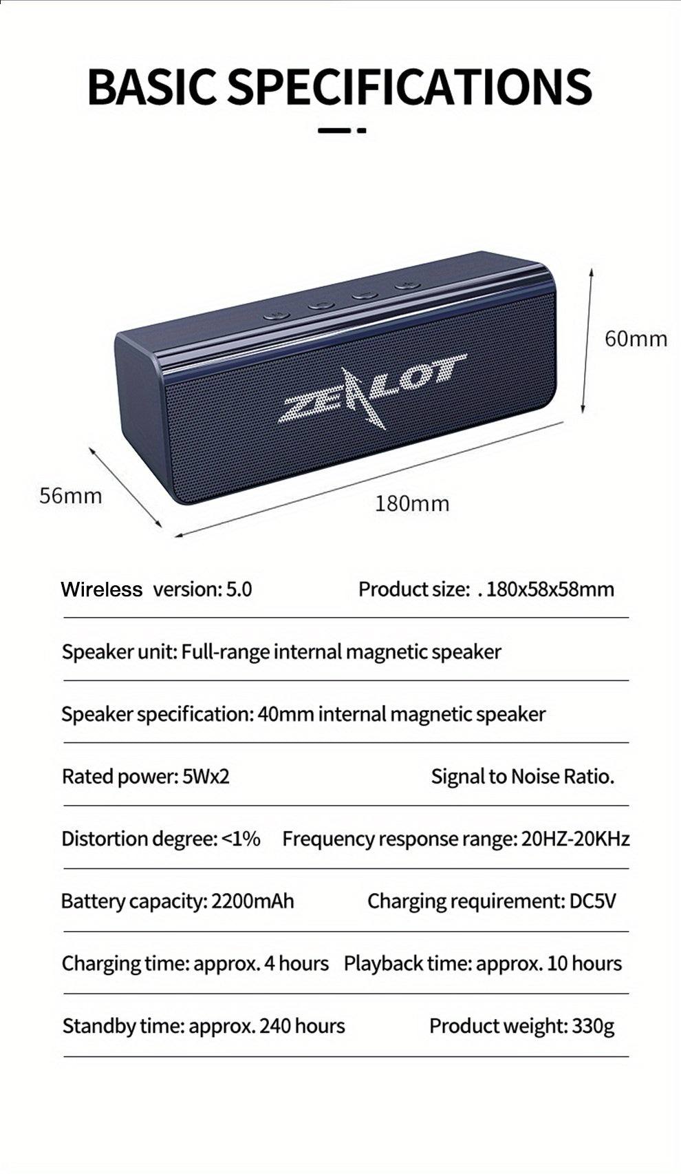 ZEALOT S31 Futuristic Portable Wireless Speaker, 2200mAh Battery, 10-Hour Playtime, Dual Loud Stereo with 3D Surround Sound, Wireless 5.0, Compatible with Phones/Tablets/TVs, Perfect for Home, Car, Outdoor & Camping - Great G