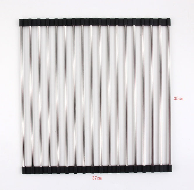 Foldable Stainless Steel Sink Rack – Space-Saving Roll-Up Dish Drying Rack