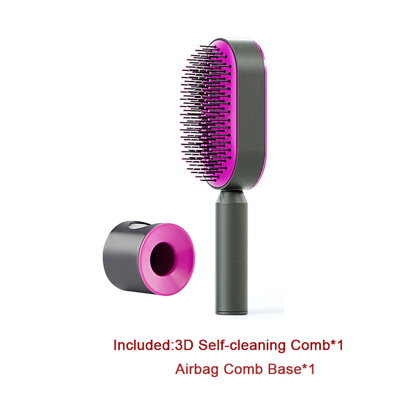 Self-Cleaning Hair Brush for Women – Anti-Frizz Scalp Massager with One-Click Cleaning & Air Cushion Design